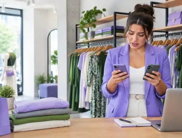 Lojista tentando organizar atendimentos em mais de um celular